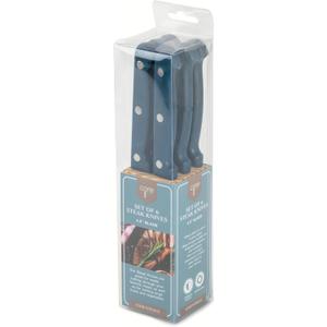 Core Kitchen Set of 6 Colorful Kitchen Steak Knives - 4.5" Blade - Sapphire