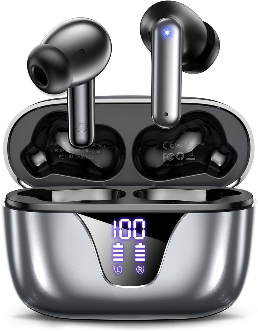 ZIUTY Nequga Wireless Earbuds Bluetooth Headphones, 50H Playtime Ear Buds with Mic, LED Digital Display Charging Case, IPX7 Waterproof, Deep Bass Stereo, in-Ear Earphone for iPhone Andriod Phone