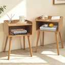 Nightstands Set of 2, Mid Century Side Table Bedroom with Storage, 11.81" x 15.75" x 23.62"