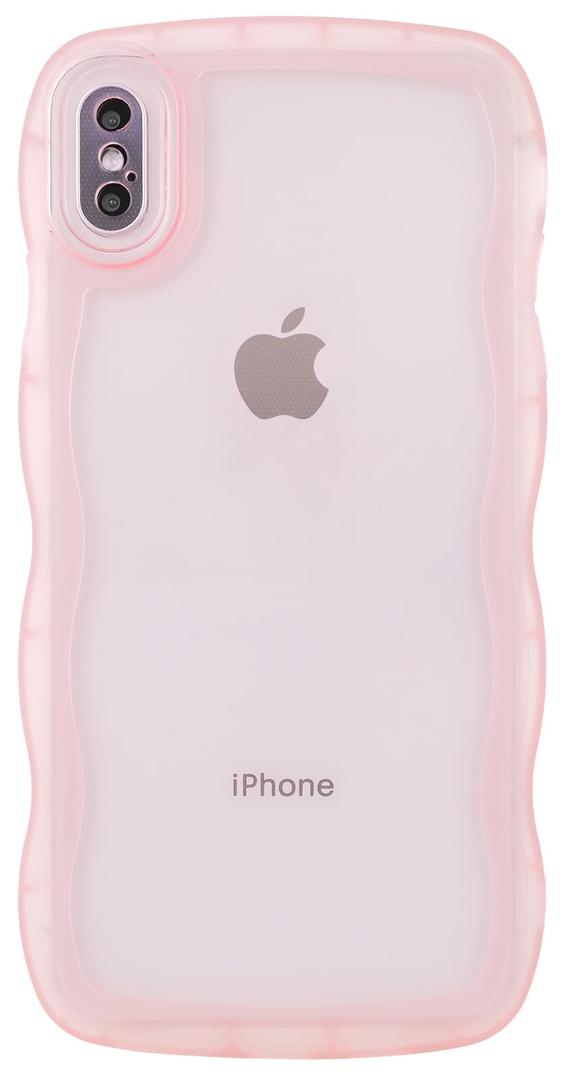 SKYLMW Compatible with iPhone X/XS Case Wavy Frame Cute,Clear/Pink