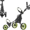 CaddyTek CaddyLite 11.5 Version 3 Golf Push Cart  3-Wheel, SuperLite Deluxe, Lightweight, Easy to Fold, Compact & Portable (Black/Lime)