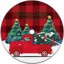 Christmas Tree Skirt 48 Inch, Red and Black Buffalo Plaid Xmas Tree Skirt, Winter Christmas Tree Mat for Home Party Holiday Indoor Outdoor Decorations (Large)