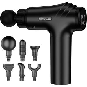 AYURA Massage Gun Deep Tissue, Muscle Massager Gun for Pain Relief, Percussion Massage Gun with 30 Speeds & 6 Heads, Portable Handheld Back Massage Gun for Athlets Men Women