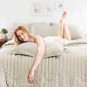 HIMEET Oversized King Comforter Set - 7 Pieces Seersucker Bed in a Bag, Boho Bedding Sets for Bedroom Decor, All Season Home Essential Bed Set with Comforter, Sheets, Pillowcases & Shams, Beige