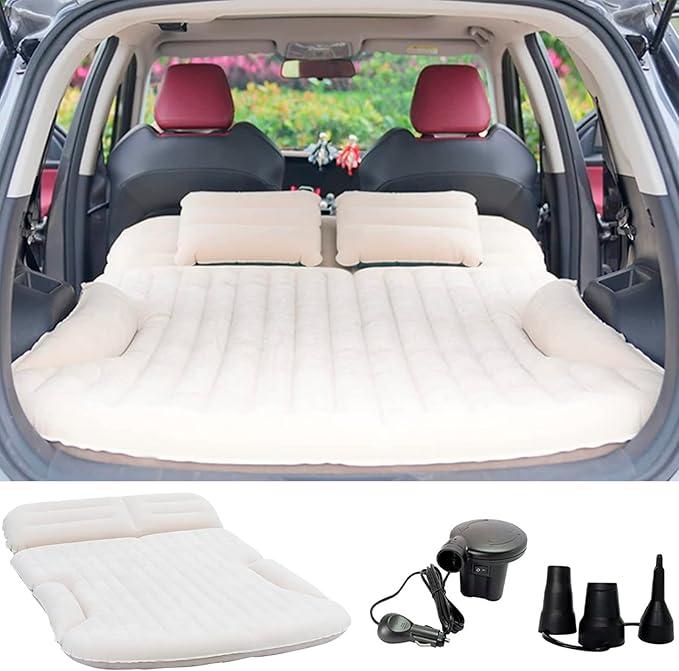 Truck Bed air Mattress air Mattress for car Car Rear Airbed Caravan Mat, Headrest, Storage Bag, Air Pump for SUV Back Seat(Color:Beige,Size:)