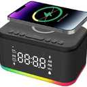 Fansbe Tech Vibrating Alarm Clocks, Dimmable Digital Alarm Clocks Wireless Charger Bluetooth, Black