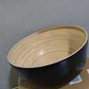 Restaurantware Bamboo Salad Bowl 1 Count 51 Oz Greaseproof Freezable Round Serving Bowl, Hot and Cold Food Friendly Handmade Bamboo Serving Utensils, Black