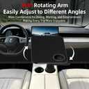 360 Rotating Car Desk Tray for Laptop and Food, Premium Leather Car Table with Built-in Cup Slot, Adjustable Vehicle Desk for Eating, Working, Road Trips, Fits Tesla Model Y/3/S&Most Cars(BLACK)