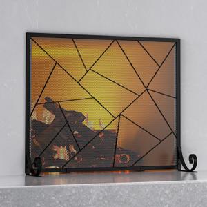 Fire Beauty Fireplace Screen Decorative Mesh Geometric Fire Spark Guard Gate Cover for Home