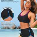 Tempt Me Women Two Piece Sports Bikini Athletic Swimsuits Racerback Crop Top with Boy Shorts Bathing Suits for Girls Vests (Black, XL)