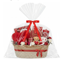 Easter Woven Gift Basket Empty with Ribbons Bow Tie and Bag, Easter Empty Decorative Chest Box, Woven Rope Storage with Handles Home Decor(14 x 10 x 5.5 Inch,Brown Red)