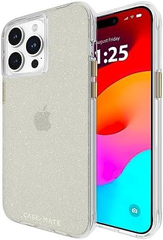 Case-Mate iPhone 15 Pro Case - Sheer Crystal Champagne Gold [12FT Drop Protection] [Wireless Charging Compatible] Luxury Cover w/Cute Bling Sparkle for iPhone 15 Pro 6.1", Anti-Scratch Tech, Slim, 2 Pack