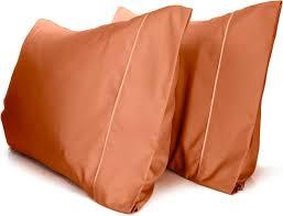 LuxClub Collection Pillowcases 2 Pack - Eco Friendly Wrinkle Free Cooling Pillow Cases with Satin Trim - Machine Washable Hotel Bedding Silky Soft - King/Autumn Orange