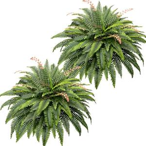 CQURE 108 Branches Fake Ferns Artificial Plants Large, 50" Set of 2 Artificial Boston Ferns Faux Hanging Fake Plants for Outdoors Planter Home Garden Decor