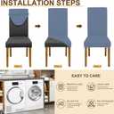 Dining Chair Covers, Dining Room Chair Cover Set of 6, Stretch Kitchen Chair Covers, Detachable Washable Chair Cover, Parsons Chair Slipcovers Protective, for Home, Restaurant, Banquet (Grey Blue)