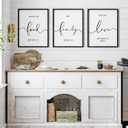 Heiple Set of 3 Framed Farmhouse Bless The Food Before Us Sign Kitchen Wall Decor for Dining Room Decor Wall Art Wood Signs (Brown,16"x24")