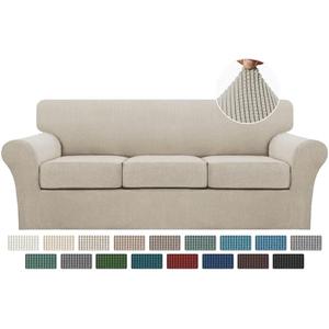 Turquoize 4 Piece Sofa Covers for 3 Cushion Couch Sofa Slipcover Soft Couch Cover for Dogs-Washable Sofa Furniture Covers with 3 Individual Cushion Covers (3 Cushion Sofa, Island Fossi) Turquoize 4 Piece Sofa Covers for 3 Cushion Couch Sofa Slipcover Soft Couch Cover for Dogs-Washable Sofa Furniture Covers with 3 Individual Cushion Covers (3 Cushion Sofa, Island Fossi)