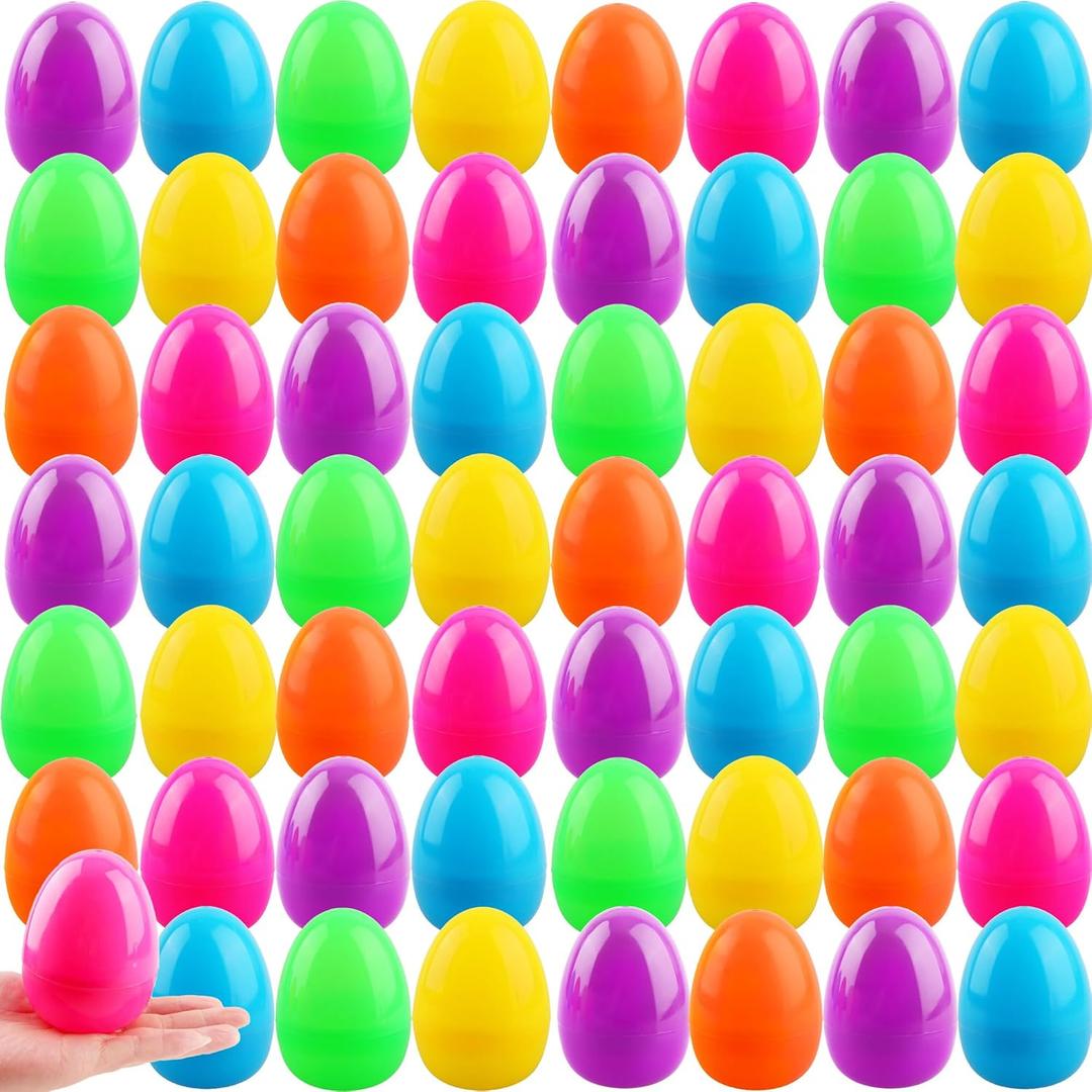 4 Inch Large Fillable Easter Eggs 42/ 60/ 72/ 84 Pcs Colorful Plastic Fillable Flat Bottom Easter Egg Bulk for Easter Party Supplies Basket Fillers (60 Pcs (6 Color) - Flat Bottom ( 4 Inch )