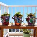 Mini Face Planters 3PC Set Unique Resin Art Flower Pots for Succulents, Cacti & Small Plants Decorative Funny Plant Pots for Indoor & Outdoor, Face Planter Gift, PicassoInspired