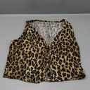 WDIRARA Women's Leopard Print Bow Tie Front Vest Sleeveless V Neck Crop Tank Top, S