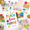 2 x ceiba tree Christmas Teacher Gifts Bulk Teacher Planner with Vinyl Stickers Sticky Notes Set Pen and Affirmation Cards Stationary Set for Women Men Happy Holidays