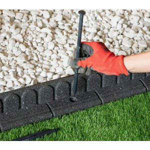 EZ Border Lawnmover Friendly Garden Border 4-ft Rubber Landscape Grass Lawn Mower Edging Section 120cm, Grey, Pack of 1