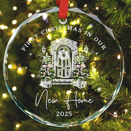 House Warming Gifts New Home - New Home Ornament 2025 - Housewarming Gifts for First House, Housewarming Gift Ideas for Couple - Home Ornaments for New House Owners - Glass Ornament