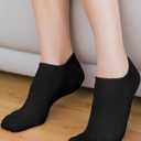 Bencailor 6 Pairs Women Toe Socks Cotton Ankle No Show Low Cut Socks with Toes for Women Men Running Athletic (Black,9-11)