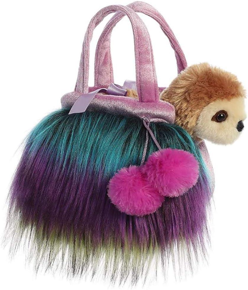 Aurora Fashionable Fancy Pals Furries Moonrise Sloth Stuffed Animal - Plush with Stylish Purse for Dress Up Fun - Perfect for Kids 3+ Years, Costumes, and Birthdays - Multicolor 7 Inches