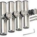 Amarine Made 4pcs Rod Holders, Stainless Clamp on Fishing Rod Holder with Rubber Padding for Rails 7/8" to 1"