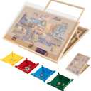 Tektalk Convertible Jigsaw Puzzle Board, Two-Way Use Adjustable Puzzle Table with Cover & 4 Colored Sorting Trays, 4-Tilting-Angle Wooden Plateau, for Up to 1000 Pieces