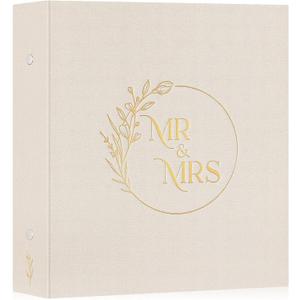 Lanpn Wedding Photo Album 4x6 600 Pockets, Large Capacity Newlywed Marriage Albums Linen Hardcover Slip in Holds 600 horizontal Vertical Photos (Beige)