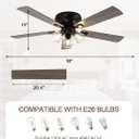 52 Inch Vintage Ceiling Fan with Light and Remote Control, Flush Mount Chandelier Fandelier Rustic with 6 Speeds 5 Reversible Blades for Bedroom Kitchen Dining Room