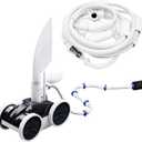 MAKHOON Upgrade Pool Pressure Side Sweeper with Feed Hose – Professional Pool Cleaner for Efficient Swimming Pool Cleaning, Stable 4-Wheel Structure Design