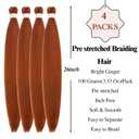 Bright Ginger Braiding Hair Pre Stretched for Boho Braids 26 Inch Curly Boho Hair for Braiding Knotless Prestretched Hair Extensions Deep Wave
