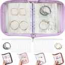 Jewelry Organizer Book clear Travel Bracelet Organizer Travel Earrings Storage Book for Necklace Bracelet Ring with Clear Zippered Pouch, Purple (Purple jewelry book + Large jewelry bags 48 PCS)