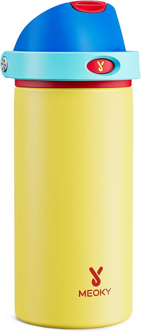 18 oz Insulated Water Bottle for Kids: Meoky Stainless Steel Water Bottle with 2-in-1 Straw and Spout Lid - Leak Proof, Fits in Car Cup Holder, BPA-Free for Sports School Backpacks, Golden Charm
