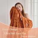 Faux Fur Rabbit Throw Blanket,Super Soft Plush Thick Warm Blanket,Fuzzy Luxury Plush Decorative Blanket for Couch Bed Sofa-Burnt Orange(60 * 90inch)