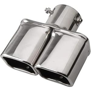 Dual Exhaust Tips 2.5 inch Inlet, Universal Stainless Exhaust Square Dual Tip Car Exhaust Pipe Modification Tail Throat Tail Pipe Muffler Tip (Straight,Silver)
