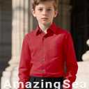 Boys Dress Shirts Long Sleeve, Boys Button Down Shirt Wrinkle-Free for Formal & Casual (Not Tie)