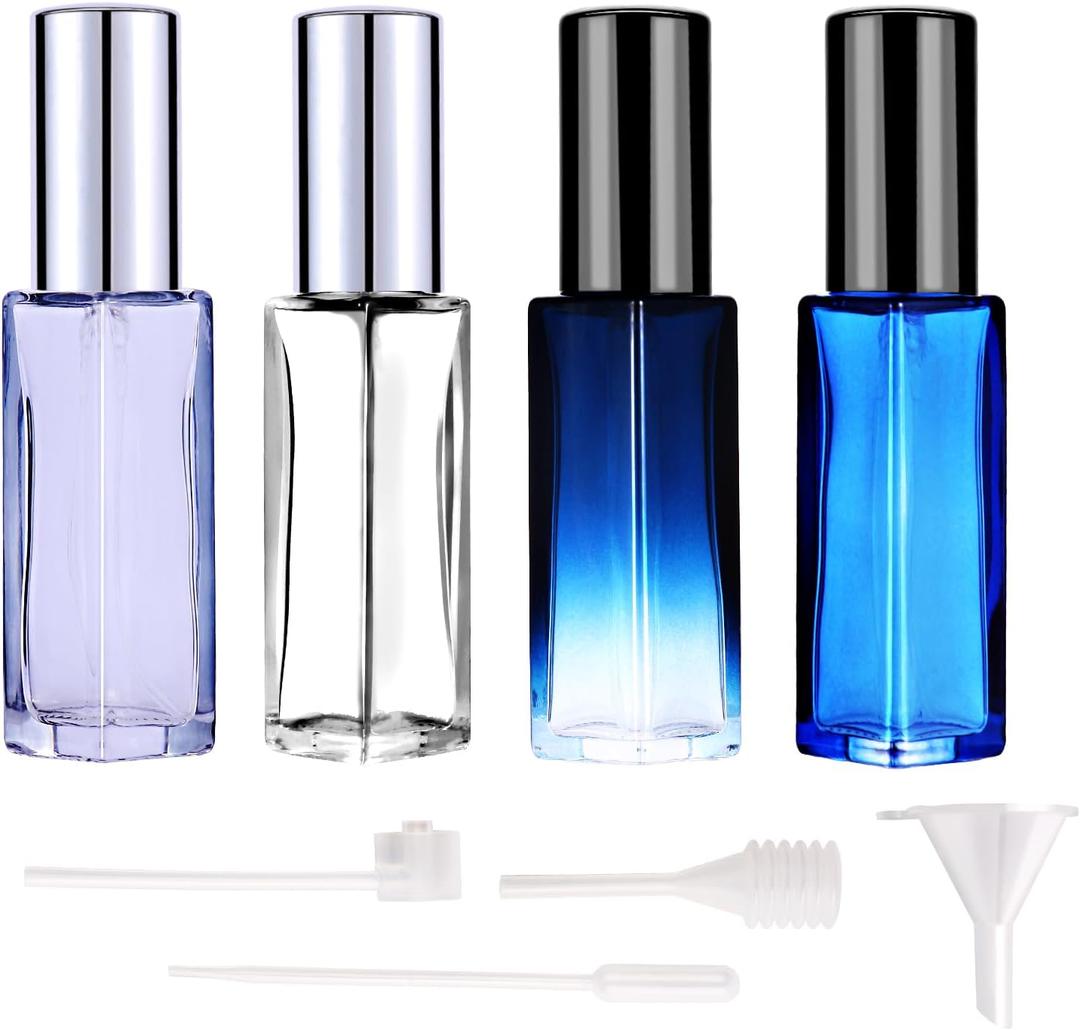 2 x 4-Pack Glass Perfume Spray Bottles - Refillable Travel Size Perfume Atomizer, Portable Leak-Proof Cologne Sprayer Kit with Funnel & Pipette for Toiletries Accessories