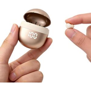 Xmenha Invisible Mini Small Earbuds Wireless Bluetooth, Skin Tone Comfortable Discreet Tiny Hidden Micro Smallest Sleep Earbuds Low Profile Headphones for Work Ear Buds for Small Ears Canals Women (Beige)