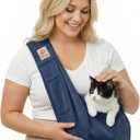 Tomkas Small Dog Cat Sling Carrier Puppy Purse Travel Wrap Soft Crossbody Pet Bag (Dark Blue, M - Classic Pocket & Classic Strap)
