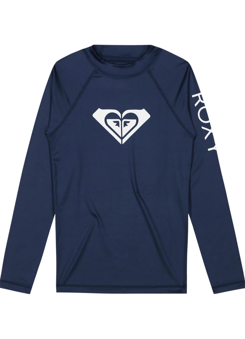 Roxy Girls' Long Sleeve Whole Hearted Rashguard Shirt, UPF 50+ Sun Protection, Quick Dry Size M/10