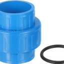 uxcell PVC Union Pipe Fitting, 1Pcs 1-1/4" PVC Slip Union Coupling Adapter with O-ring, Slip Socket Port Connection for Swimming Pools and Outdoor Plumbing Applications (Blue)