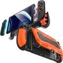 Mumba Dockable for Nintendo Switch 2 Case with Flip Stand, [Titan] Ergonomic Switch 2 Grip Protective Cover Holds 5 Game Cards & 2 TF Cards TPU Accessories and Quick-Release Joy-Con Design (Orange)