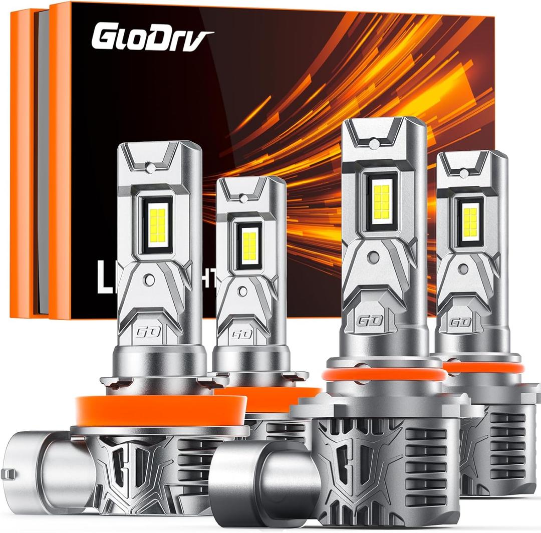 [2025 Upgrade] H 11 90 05 Light Bulbs Combo, [Latest & Brightest] 48000LM 600% Ultra-Bright Real 1:1 Mini Size, 6000K Cool White, Quick Install No Adapter Needed, Pack of 4