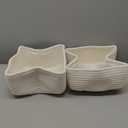 Small Square Shallow Baskets for Organizing, 9.7x9.7x4.3 Inch Rope Woven Storage Bins for Cubes Closet, Shelves Storage, Boho Decorative Basket, 2 Packs Off White