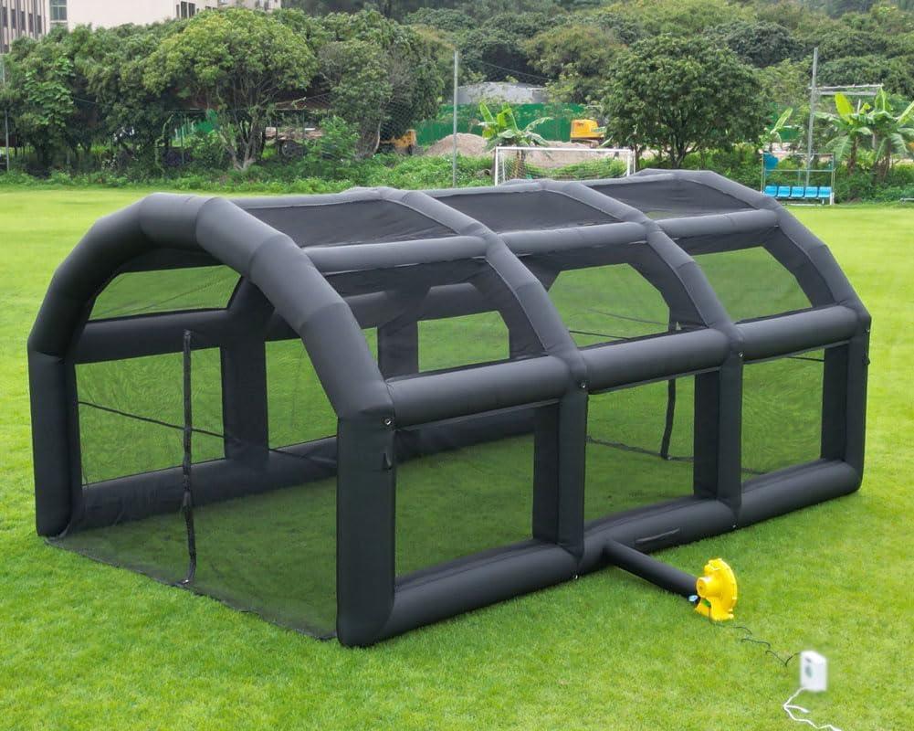 22ft Long Oxford Inflatable Baseball Batting Cage Baseball with Blower Hitting Bearing Field with Durable Baseball Netting for Club Trainning (Black, 22ft L×15ft W ×10.5ft H)