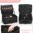Relavel Extra Large Makeup Case Professional Cosmetic Storage Organizer Box Brush Holder with 4 Clear Set Bags & Lipstick Plate for Makeup Artists with Shoulder Strap & Adjustable Dividers